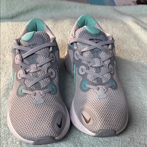 Nike Renew Light Gray and Aqua Sneakers